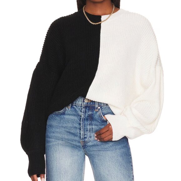 Sanctuary Half & Half Sweater - Black and White Size L - Picture 1 of 4